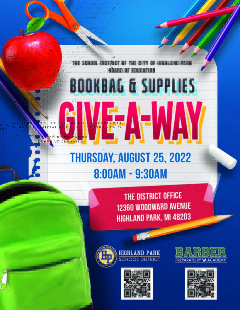 Bookbag nnd Supplies Giveaway Flyer